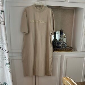 Essentials Beige Midi Dress with Logo